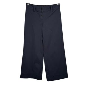 Sundance Navy Mid-Rise Wide Leg Cuffed Trousers, Size 4